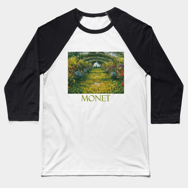 Garden at Giverny, Arches by Claude Monet Baseball T-Shirt by Naves